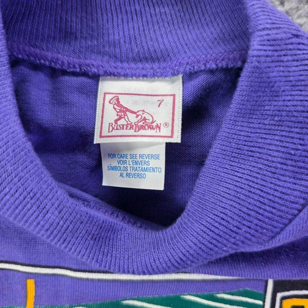 Vintage Buster Brown Kids Size 7 Time-Out Football Shark Shirt Color Block USA